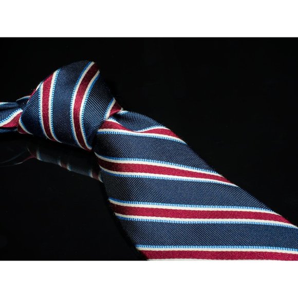 Brooks Brothers Other - Brooks Brothers 346 Navy Blue Burgundy Striped 100% Silk Mens Designer XL Tie